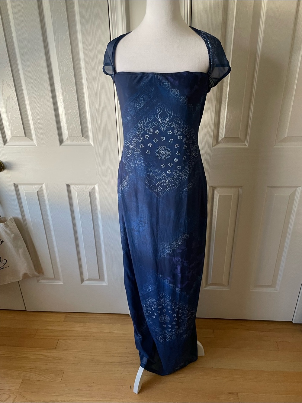 Shop cider blue Square-Neck Maxi Dress